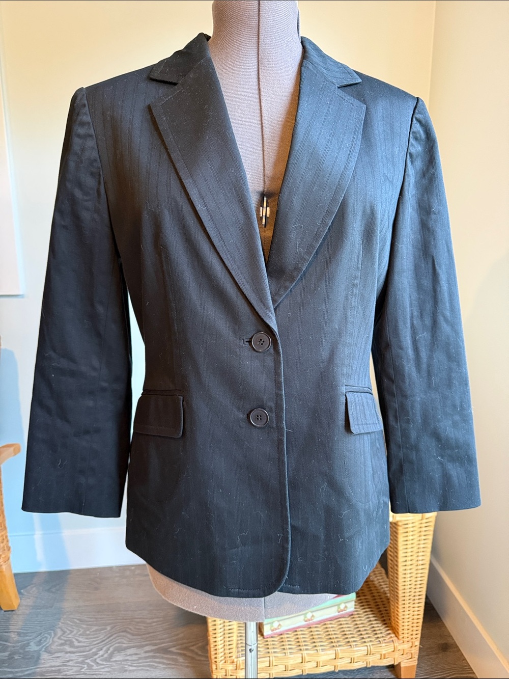 Jones New York Black Pinstripe Blazer